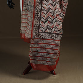 Bagru Hand Block Print Natural Dyed Kota Doria Cotton Dupatta 04