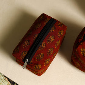  Red Handmade Cotton Toiletry Bags (Set of 3)
