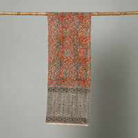 Orange - Pedana Block Print Natural Dyed Cotton Kalamkari Stole 21