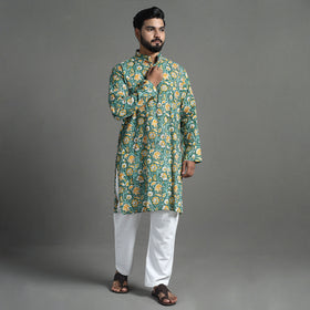 Block Print Cotton Sanganeri Kurta for Men (Long) 10
