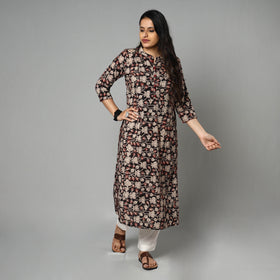  Kalamkari Printed Cotton Long Kurta For Women