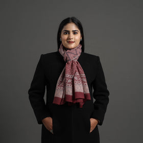 Maroon Bagh Hand Block Printed Merino Woollen Stole