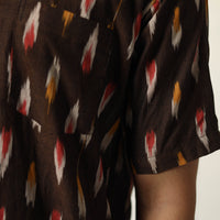 Brown - Pochampally Ikat Weave Cotton Men Half Sleeve Shirt 02