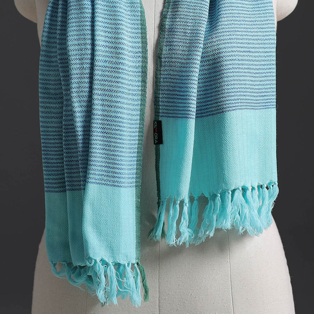 Blue - Kumaun Handwoven Pure Merino Wool Stole 153