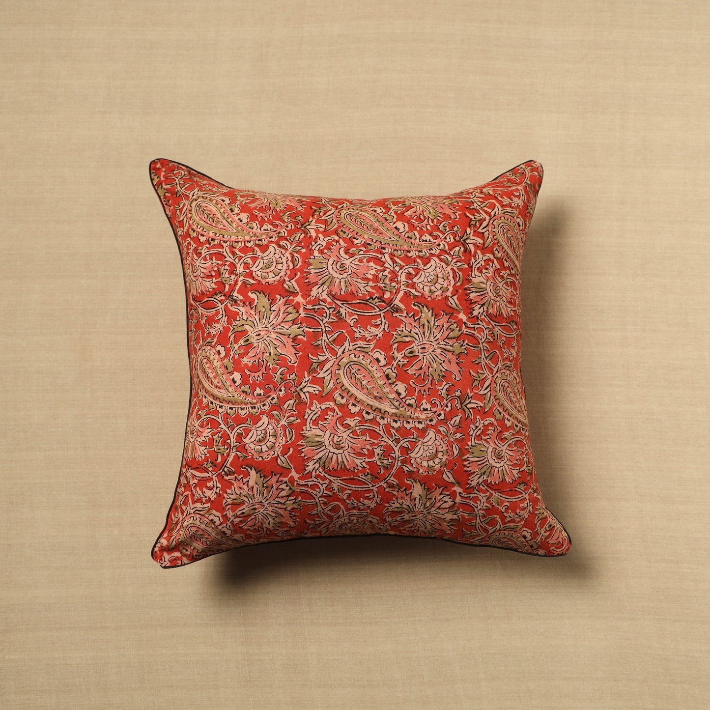 Orange - Kalamkari Printed Cushion Cover 4