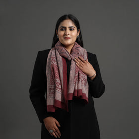 Maroon Bagh Hand Block Printed Merino Woollen Stole