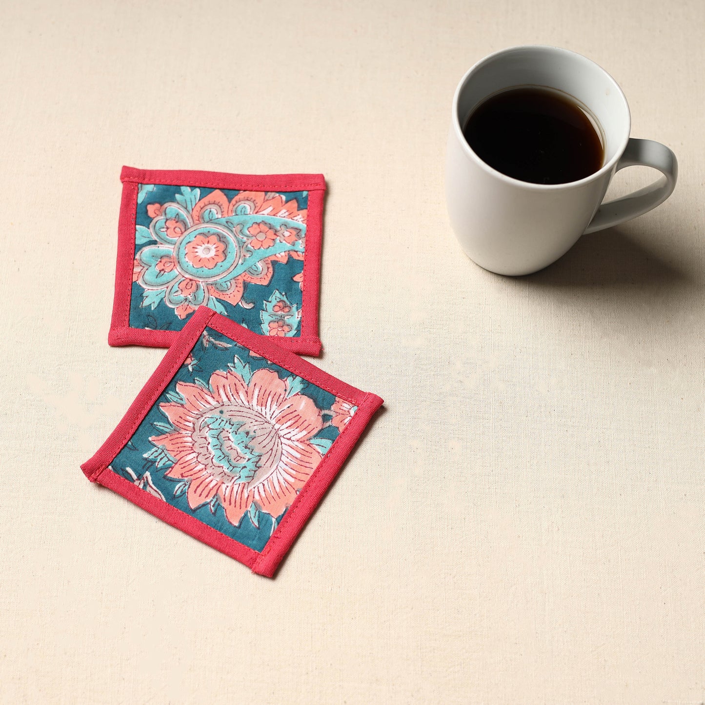 Blue Handmade Cotton Coasters (Set of 2)