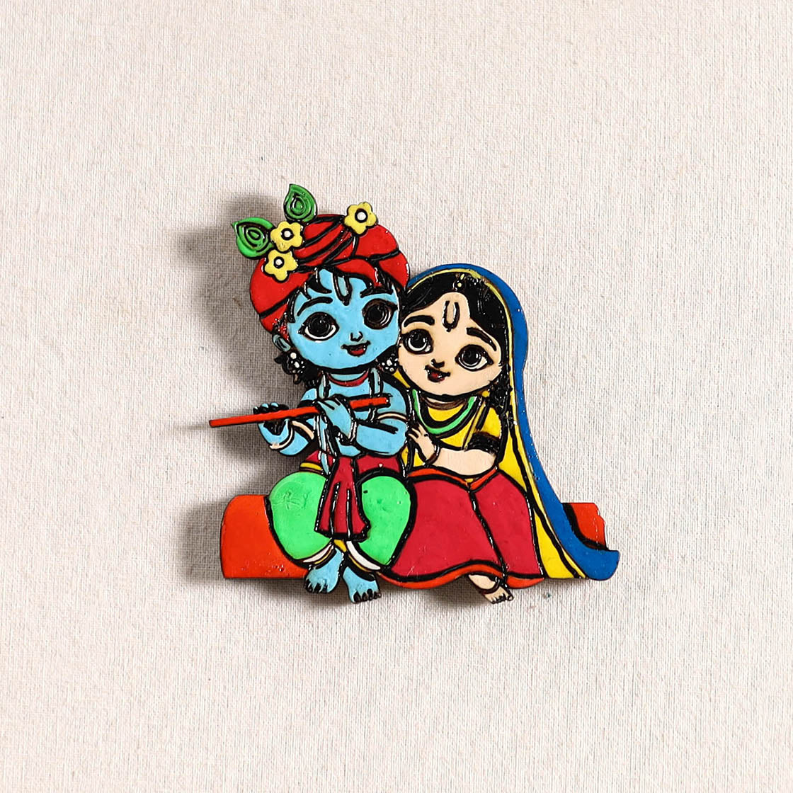 Radha Krishna Couple Handpainted Fridge Magnet 37