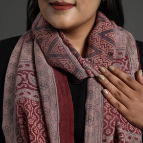 Maroon Bagh Hand Block Printed Merino Woollen Stole