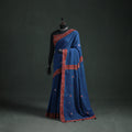 Tagai & Mirror Embroidered Ajrakh Patchwork Pure Mul Cotton Saree with Blouse Piece 17