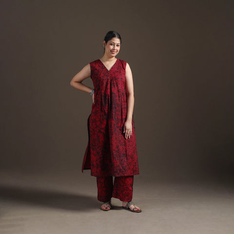 Hand Batik Print Cotton Straight Kurta with Palazzo Set for women 15