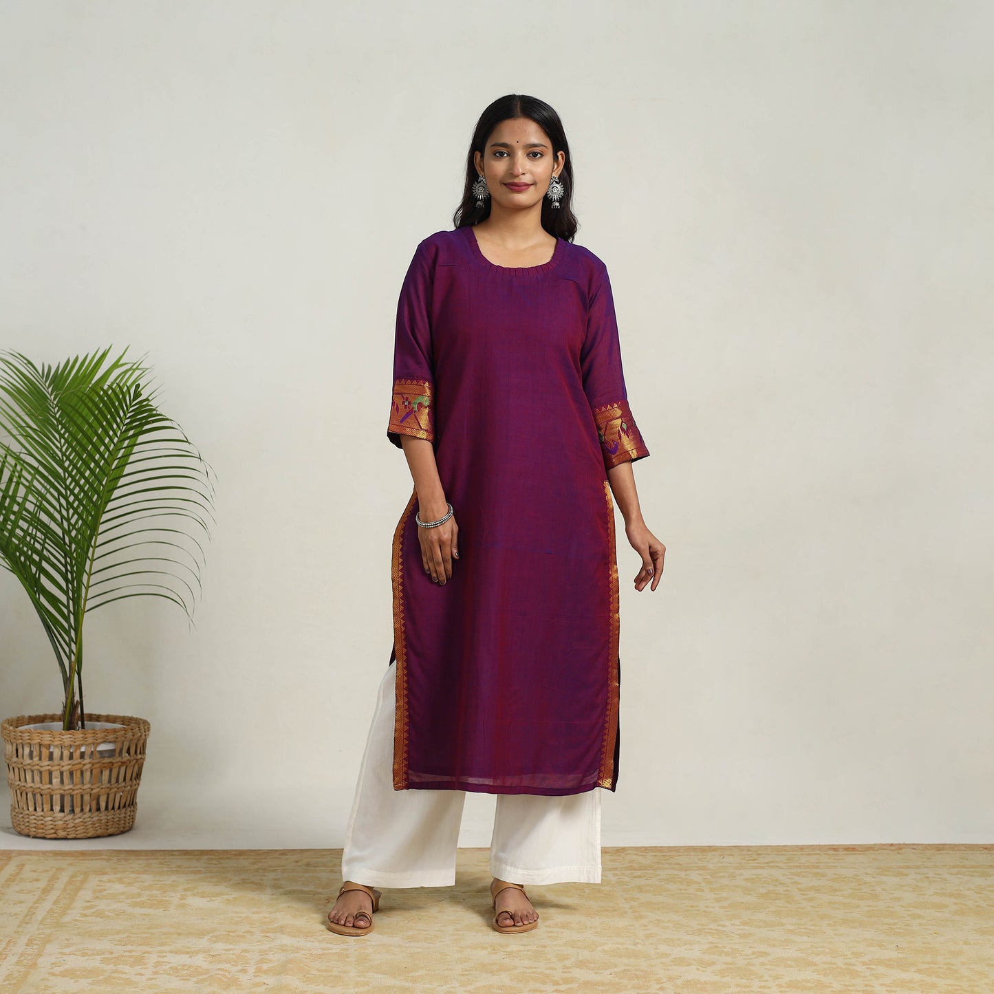 Purple - Mercerised Cotton Straight Dharwad Kurta 03