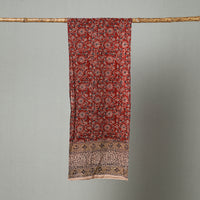 Red - Pedana Block Print Natural Dyed Cotton Kalamkari Stole 26