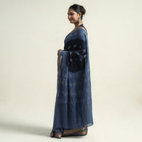 Blue - Kutch Bandhani Tie-Dye Cotton Saree with Blouse Piece