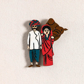 Rajasthani Couple Handpainted Fridge Magnet 38