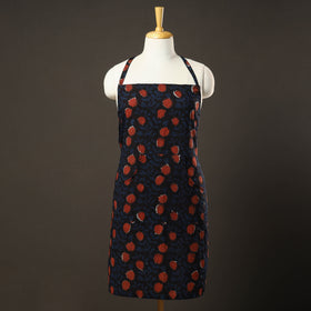 Black Bagru Block Print Cotton Apron with Pocket