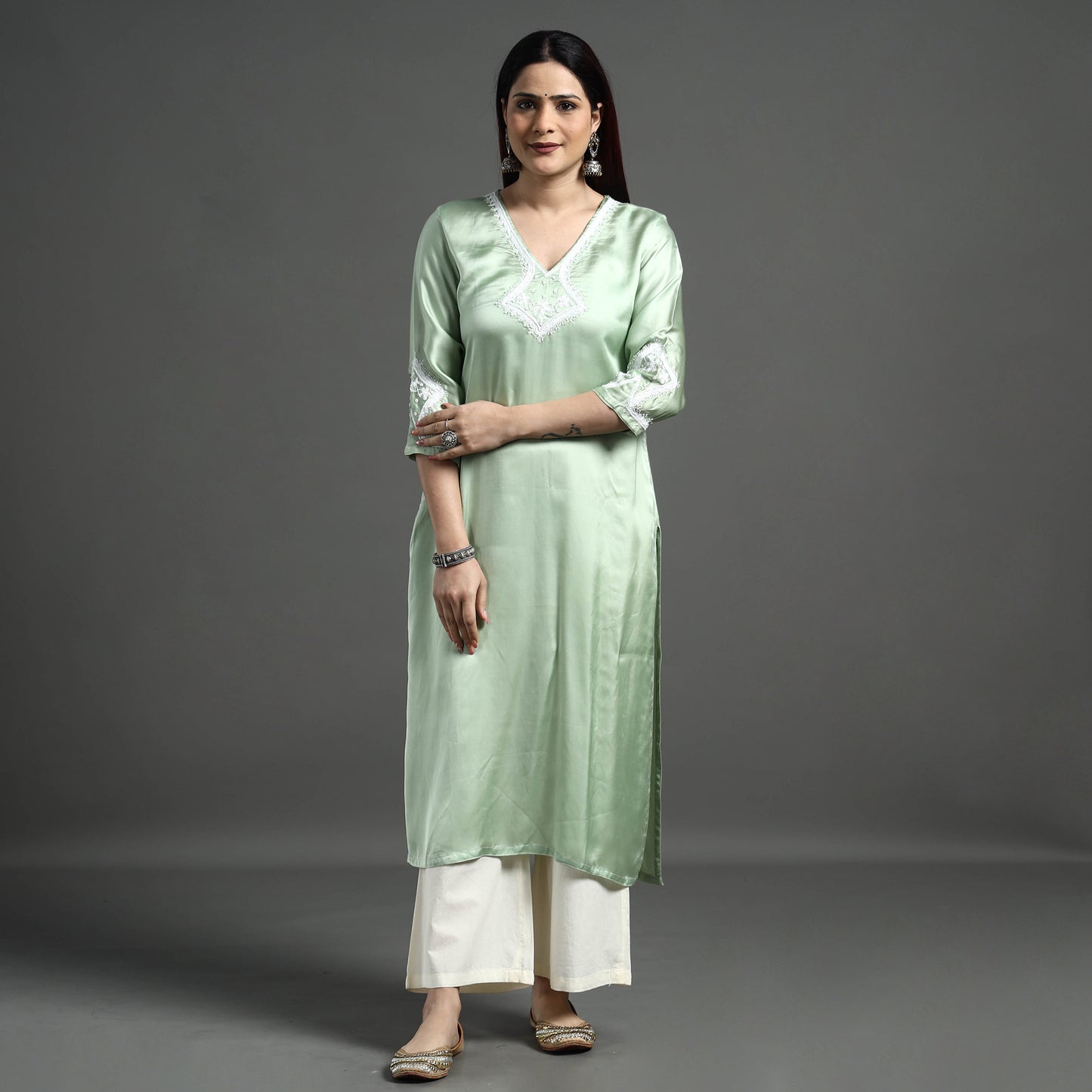 embroidery silk kurta