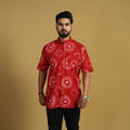 Buy Red Half Sleeve Tie & Dye Cotton Men Shibori Shirt