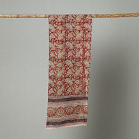 Red - Pedana Block Print Natural Dyed Cotton Kalamkari Stole 27