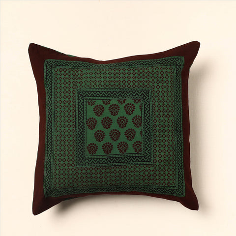 Green Bagh Block Printed Cotton Cushion Cover