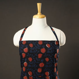 Black Bagru Block Print Cotton Apron with Pocket