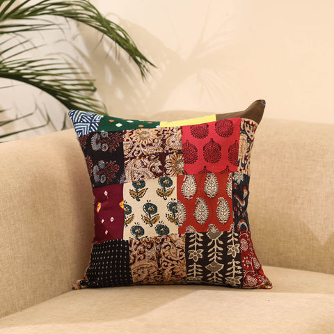 Buy Multicolor Handcrafted Cotton Patchwork Cushion Cover