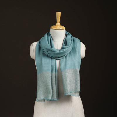 Plain Diamond Weave Fine Wool Zari Border Stole for Women 81