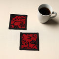 Red Handmade Cotton Coasters (Set of 2)