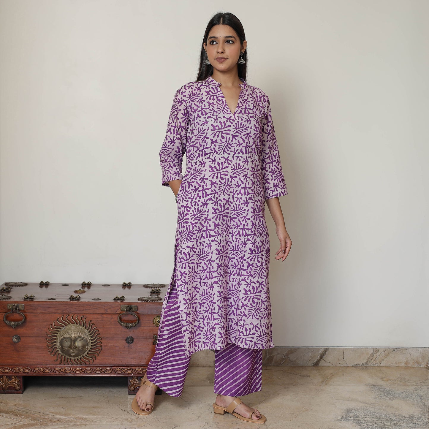 Batik Kurta with Palazzo & Dupatta Set