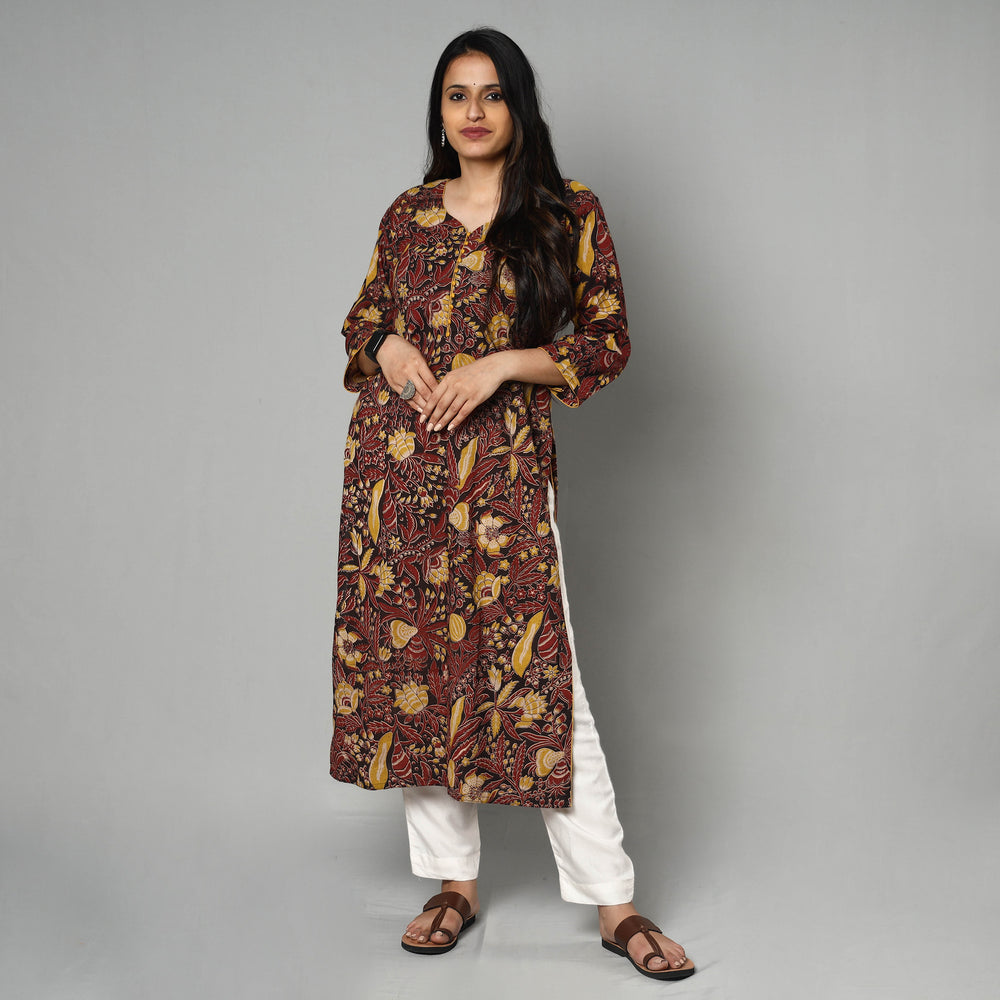 Multicolor - Kalamkari Printed Cotton Long Kurta