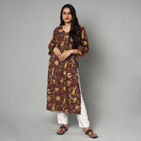 Multicolor - Kalamkari Printed Cotton Long Kurta