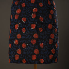 Black Bagru Block Print Cotton Apron with Pocket