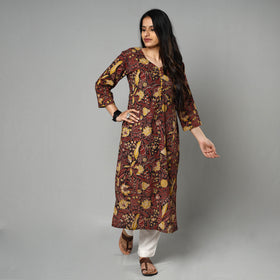 Buy Kalamkari Printed Cotton Long Kurta For Women