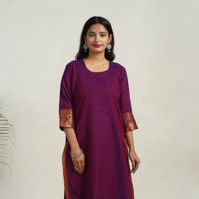 Purple - Mercerised Cotton Straight Dharwad Kurta 03