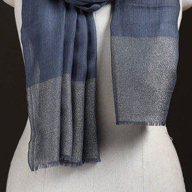 Plain Diamond Weave Fine Wool Zari Border Stole for Women 82