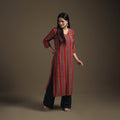 Hand Block Print Cotton Straight Long Ajrakh Kurta for Women 11