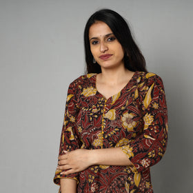 Buy Kalamkari Printed Cotton Long Kurta For Women