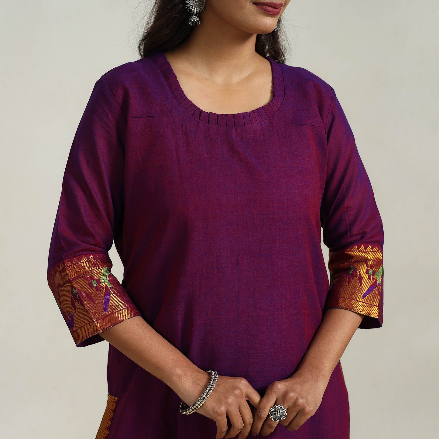 Purple - Mercerised Cotton Straight Dharwad Kurta 03