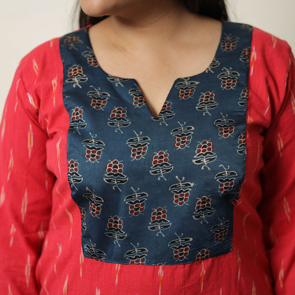 Pink - Handloom Cotton Pochampally Ikat Kurta Set 05