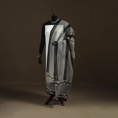 Bagru Hand Block Print Natural Dyed Kota Doria Cotton Dupatta 07