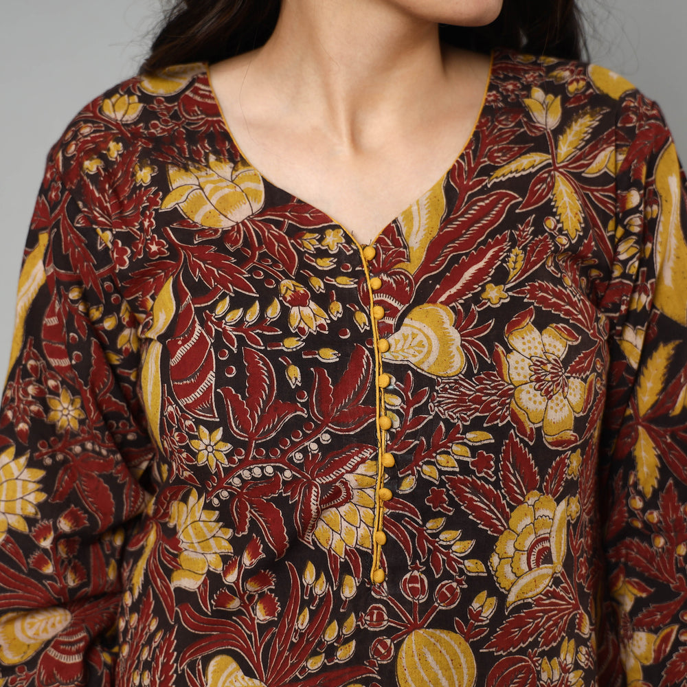 Multicolor - Kalamkari Printed Cotton Long Kurta