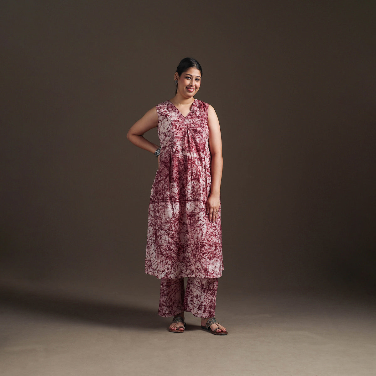 Hand Batik Print Cotton Straight Kurta with Palazzo Set for women 14