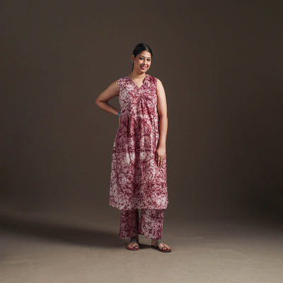 Hand Batik Print Cotton Straight Kurta with Palazzo Set for women 14