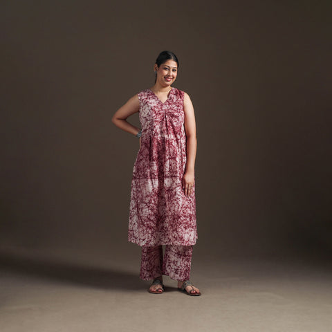 Hand Batik Print Cotton Straight Kurta with Palazzo Set for women 14