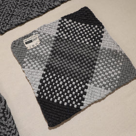  Grey Crochet Work Upcycled Cotton Square Placemat