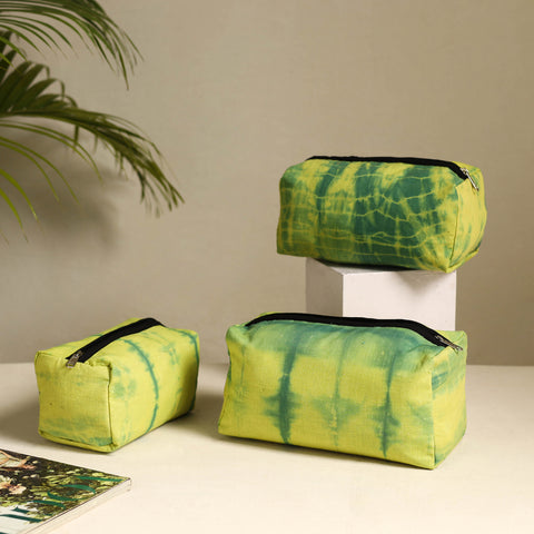 Green - Handmade Cotton Toiletry Bags (Set of 3) 21