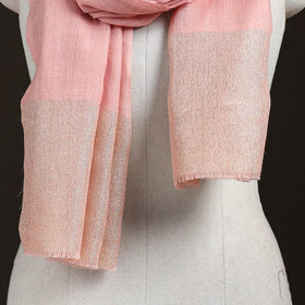 Plain Diamond Weave Fine Wool Zari Border Stole for Women 80