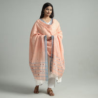 Orange - Bengal Jamdani Buti Handloom Pure Cotton Dupatta 07