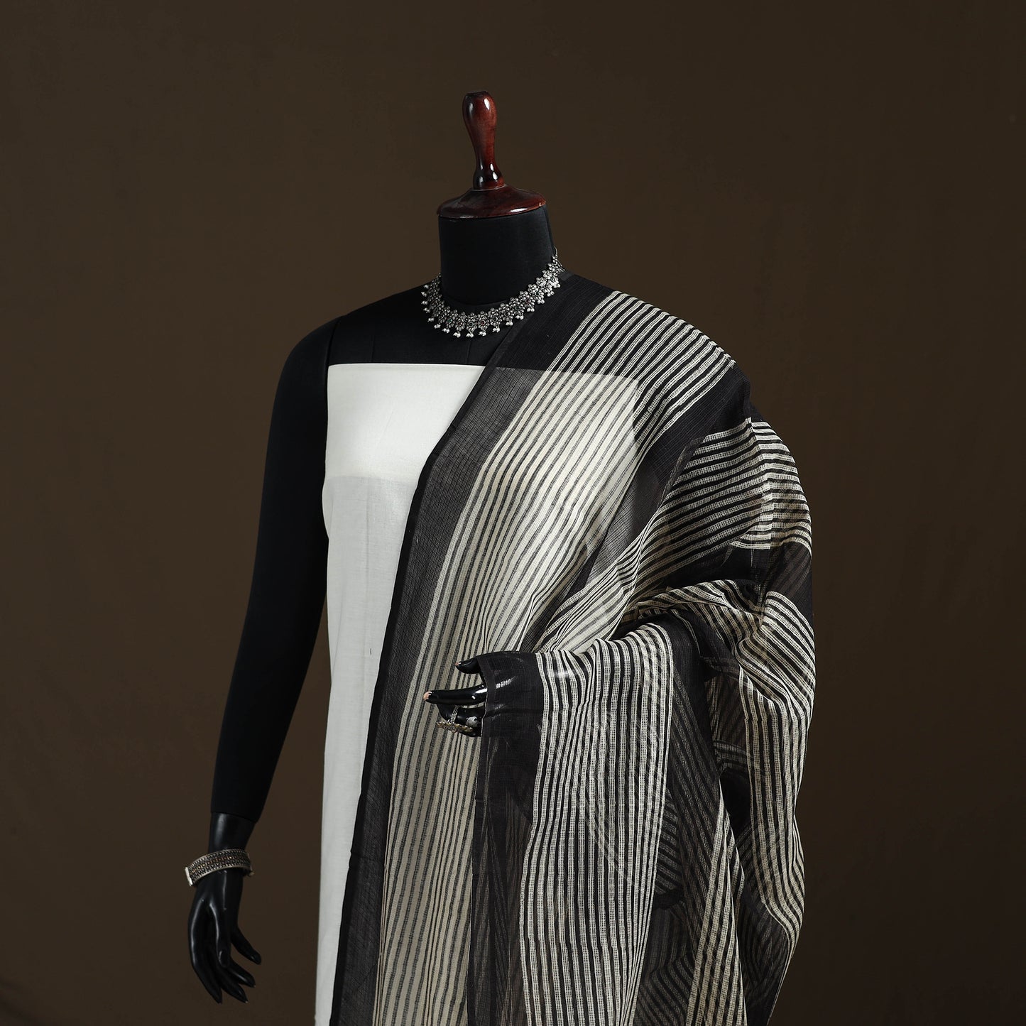 Bagru Hand Block Print Natural Dyed Kota Doria Cotton Dupatta 07