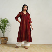 Red - Mercerised Cotton A-Line Dharwad Kurta 09